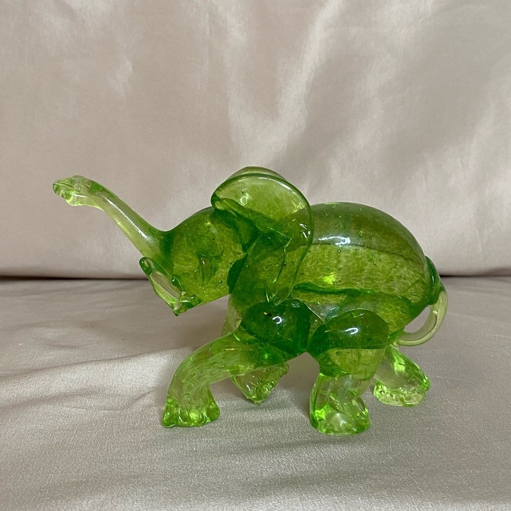 Handmade Elephant Green Blown Glass